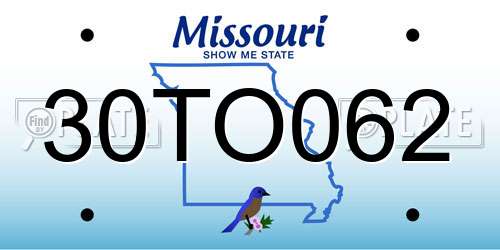 30TO062 Missouri License Plate
