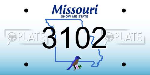 3102 Missouri License Plate
