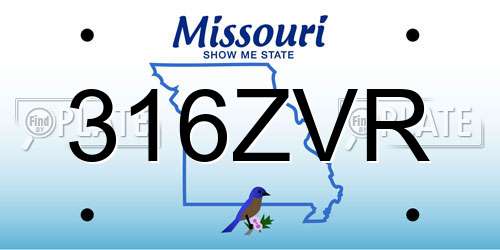 316ZVR Missouri License Plate