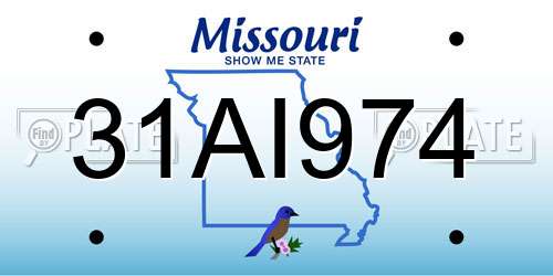 31AI974 Missouri License Plate