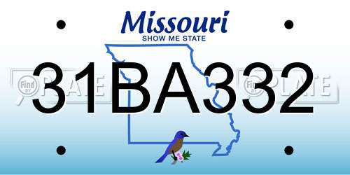 31BA332 Missouri License Plate
