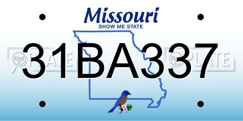 31BA337 Missouri License Plate