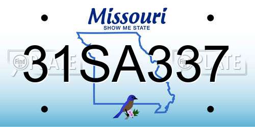 31SA337 Missouri License Plate