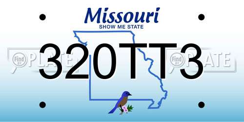 320TT3 Missouri License Plate