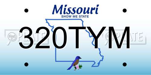 320TYM Missouri License Plate