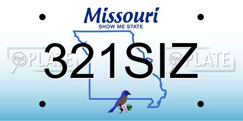321SIZ Missouri License Plate