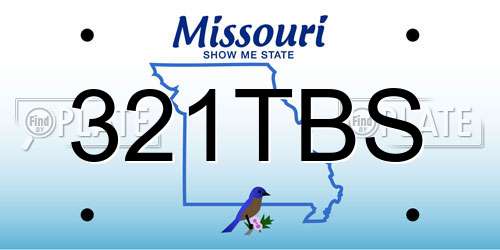 321TBS Missouri License Plate