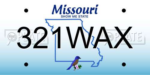 321WAX Missouri License Plate