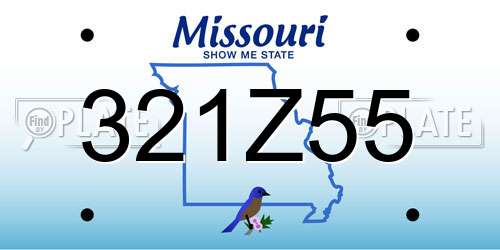 321Z55 Missouri License Plate