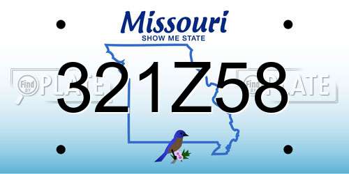 321Z58 Missouri License Plate