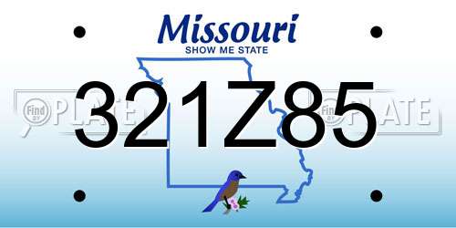 321Z85 Missouri License Plate