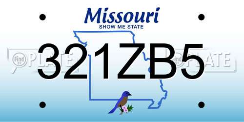 321ZB5 Missouri License Plate