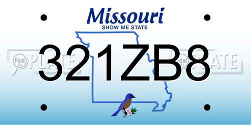 321ZB8 Missouri License Plate