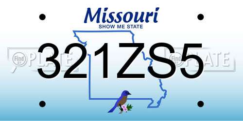 321ZS5 Missouri License Plate