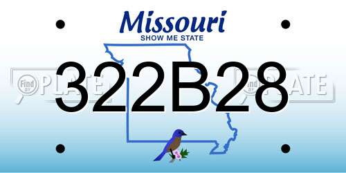 322B28 Missouri License Plate