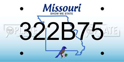 322B75 Missouri License Plate