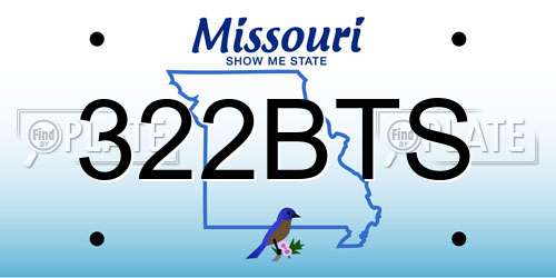322BTS Missouri License Plate