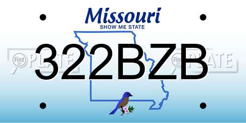 322BZB Missouri License Plate
