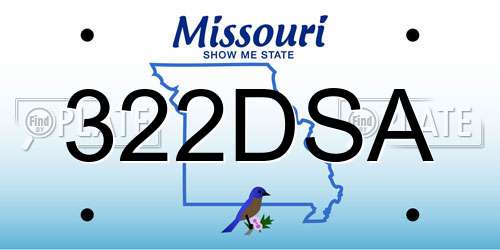 322DSA Missouri License Plate