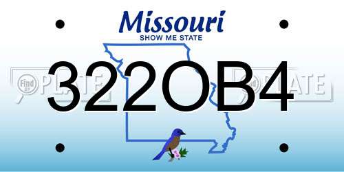 322OB4 Missouri License Plate