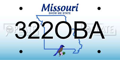 322OBA Missouri License Plate