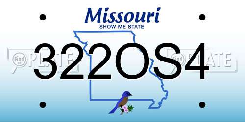 322OS4 Missouri License Plate