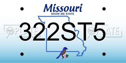 322ST5 Missouri License Plate
