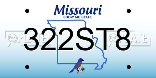 322ST8 Missouri License Plate