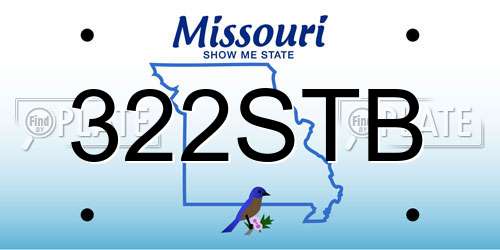322STB Missouri License Plate