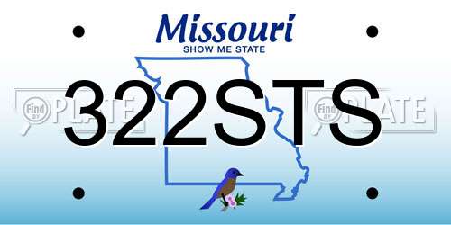 322STS Missouri License Plate