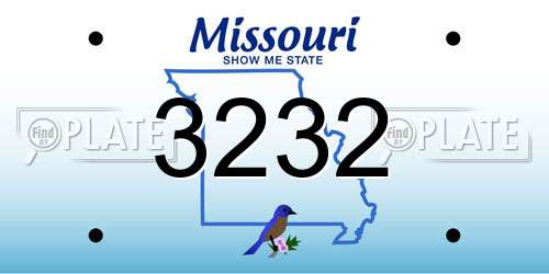 3232 Missouri License Plate