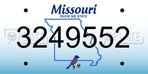 3249552 Missouri License Plate