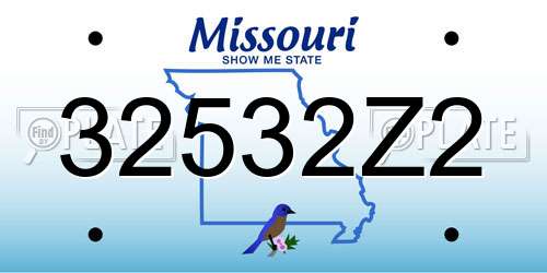 32532Z2 Missouri License Plate