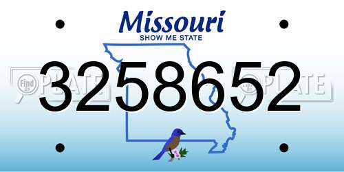 3258652 Missouri License Plate