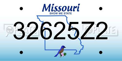 32625Z2 Missouri License Plate