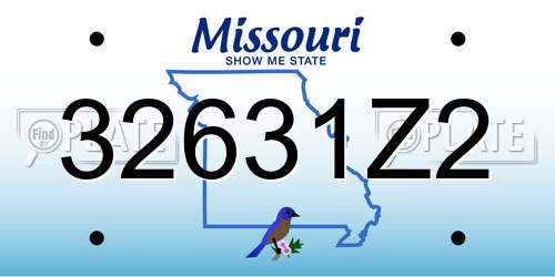 32631Z2 Missouri License Plate