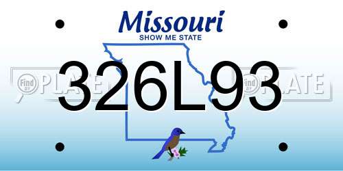 326L93 Missouri License Plate