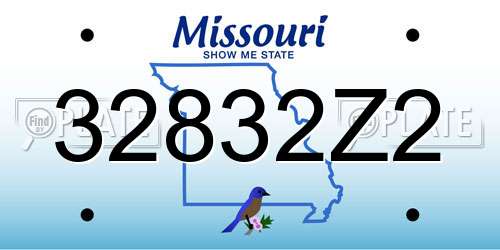 32832Z2 Missouri License Plate