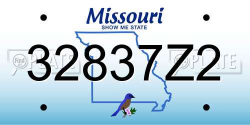 32837Z2 Missouri License Plate