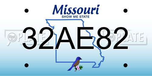 32AE82 Missouri License Plate