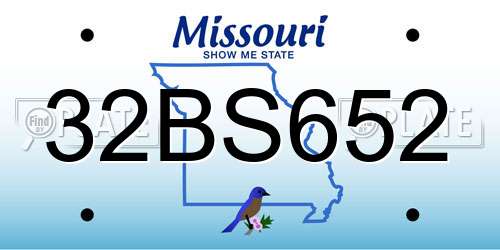 32BS652 Missouri License Plate
