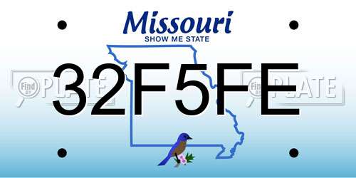 32F5FE Missouri License Plate