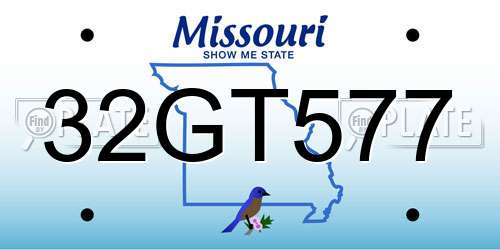32GT577 Missouri License Plate