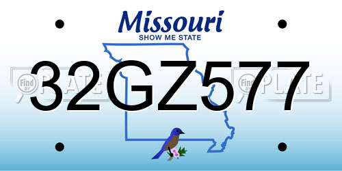 32GZ577 Missouri License Plate