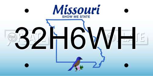 32H6WH Missouri License Plate