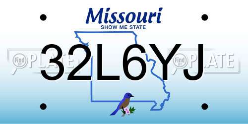 32L6YJ Missouri License Plate