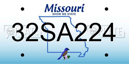 32SA224 Missouri License Plate