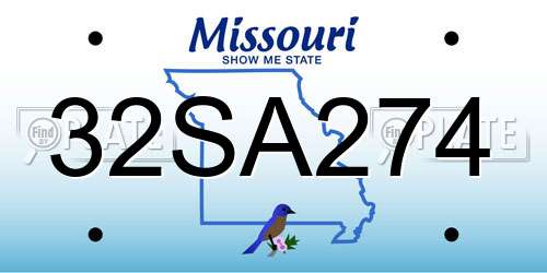 32SA274 Missouri License Plate
