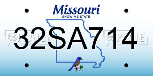 32SA714 Missouri License Plate