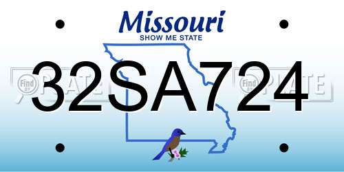 32SA724 Missouri License Plate